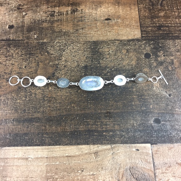 New Moonstone Crystal Silver Toggle Bracelet 7”, 7.75” - Picture 9 of 12
